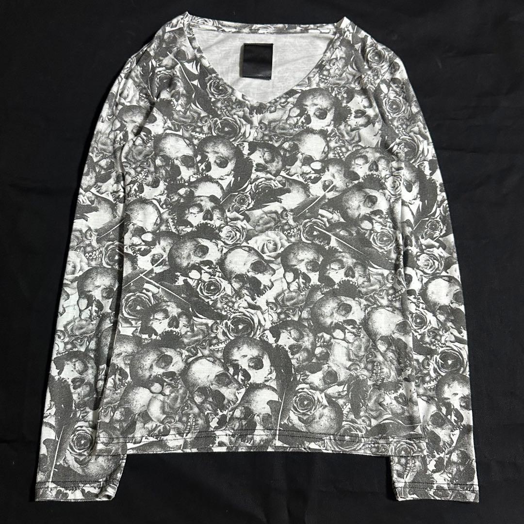 00s archive midas skull rose 長袖カットソー Princess Melody】びっぐりぼんタイレース袖ブラウス - ブラック size