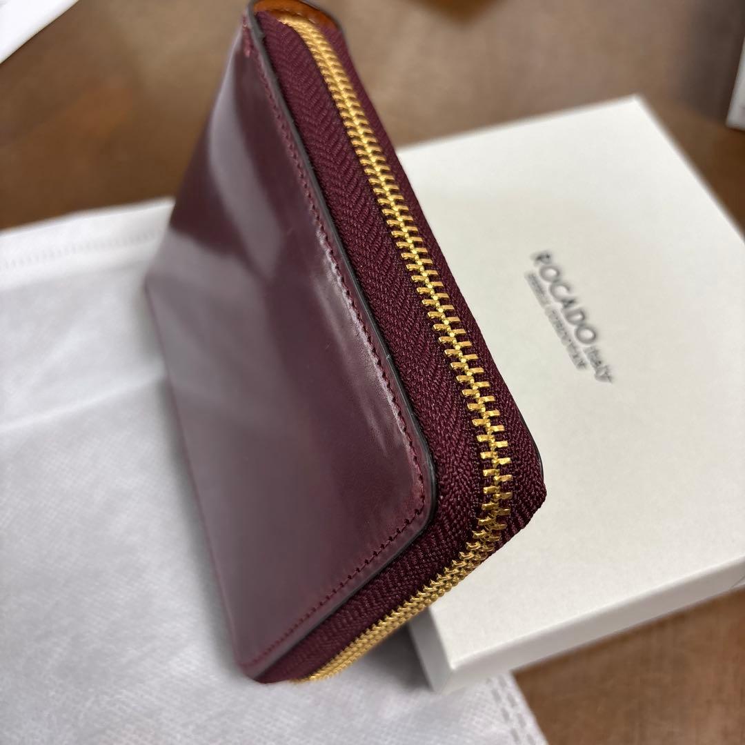 未使用品】ROCADO ロカド シェルコードバン 二つ折り財布 ワインレッド