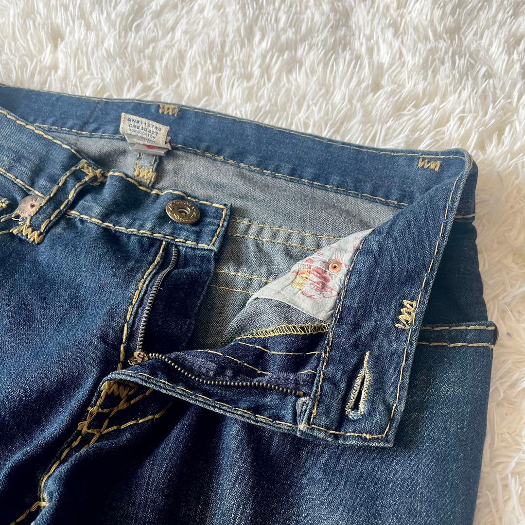 希少】トゥルーレリジョン デニム 刺繍ポケット 極太ステッチ 34 USA製