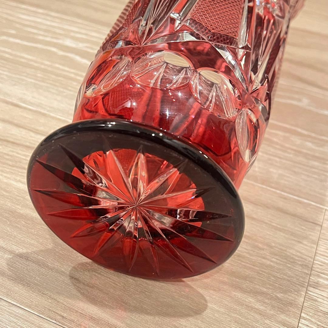 未使用 ドイツ製 ナハトマン NACHTMANN クリスタル 花瓶 赤 切子