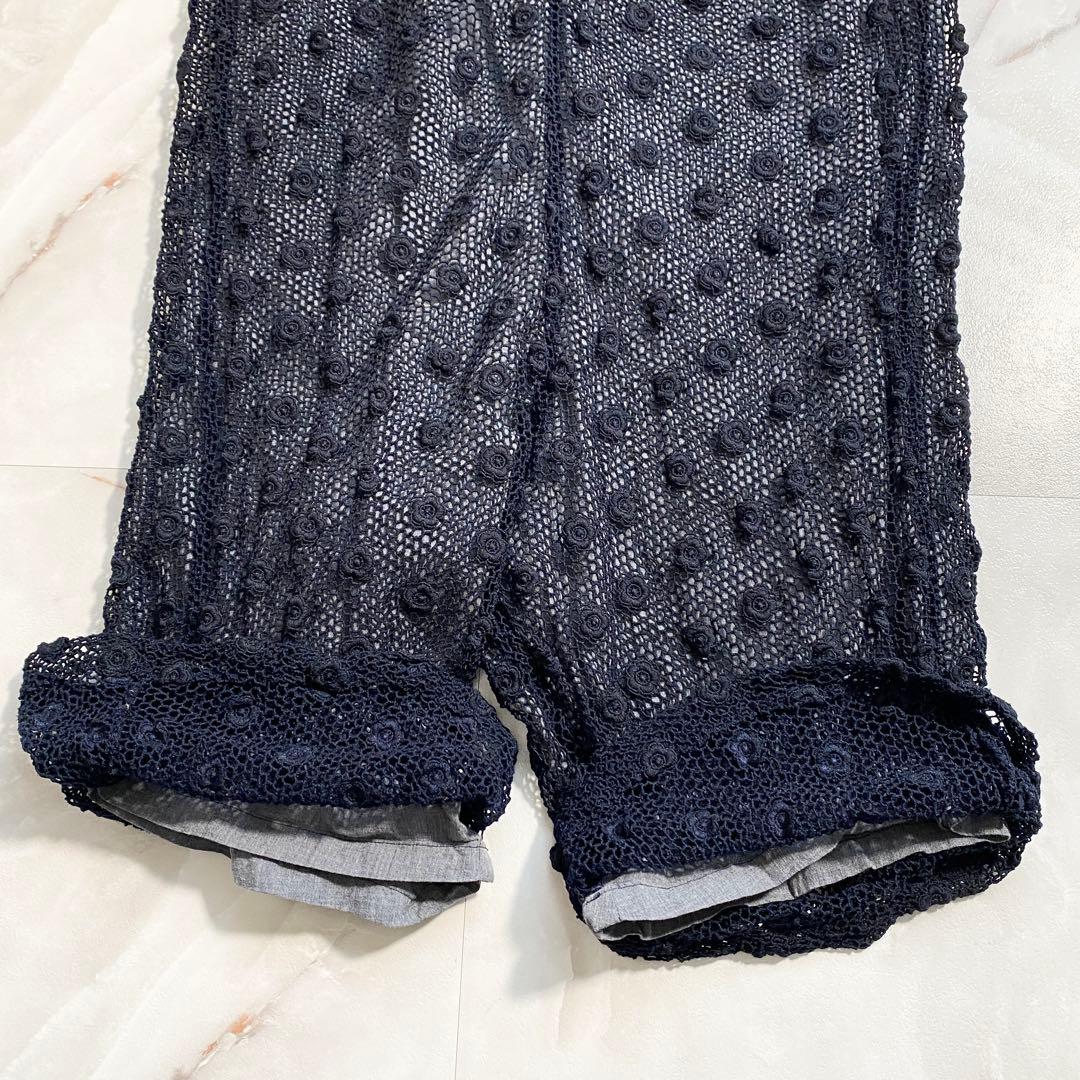 A16559 コムコム 05ss レース 花刺繍 ペンギンパンツ 紺L - メルカリ