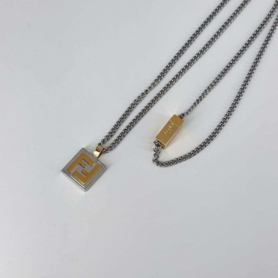 美品 FENDI 目黒蓮 着用 ネックレス FFロゴ シルバー ゴールド 現行