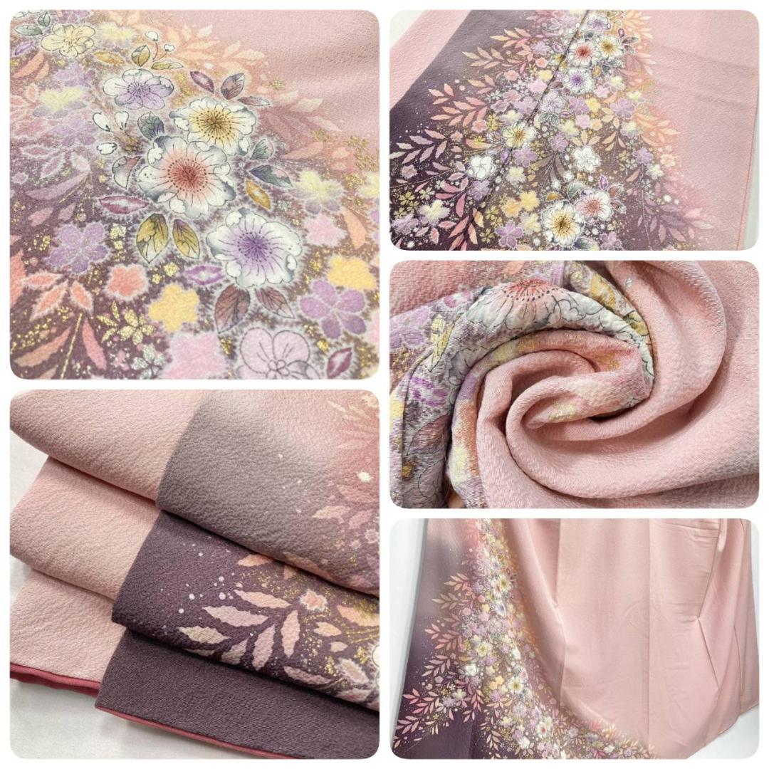 翠山工房 辻が花 絞り 3点セット 訪問着 袋帯 襦袢 正絹 ピンク 紫1279