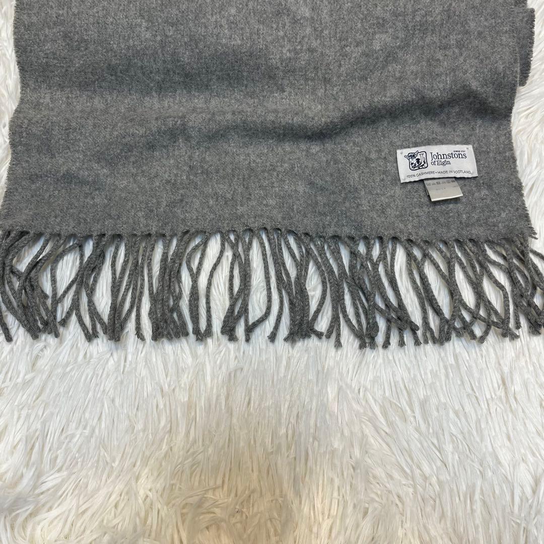 中判 Johnstons of Elgin カシミヤ マフラー ストール グレー - メルカリ