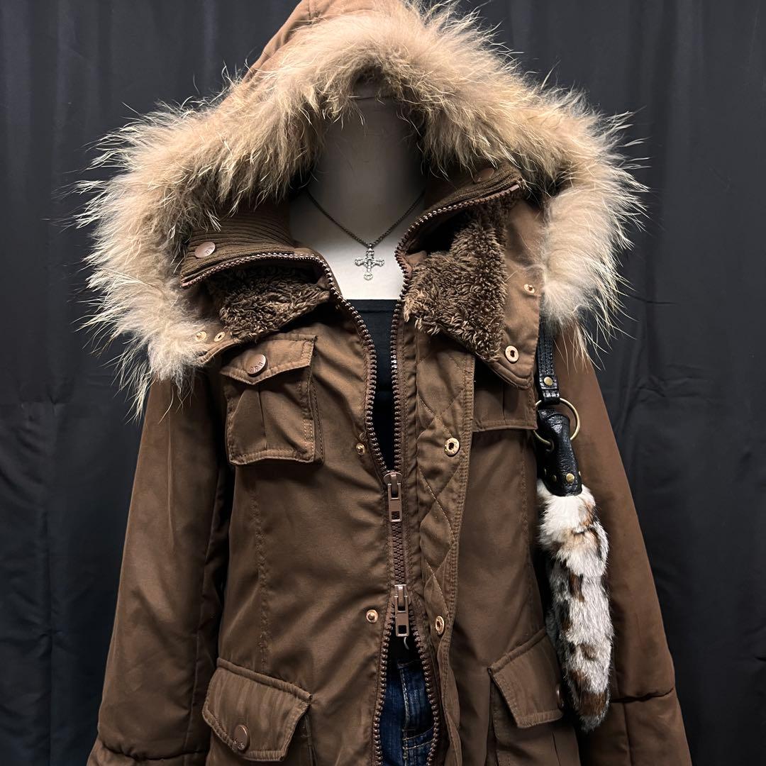 平成ギャル y2k フェアリーグランジ モッズコート ファー付き ブラウン