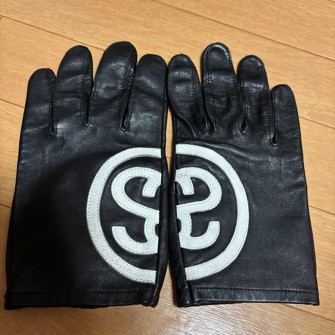 STUSSY レザー手袋 SMサイズ　ブラック ☆関税込☆Stussy☆SS LINK LEATHER GLOVES☆BLACK (STUSSY/手袋