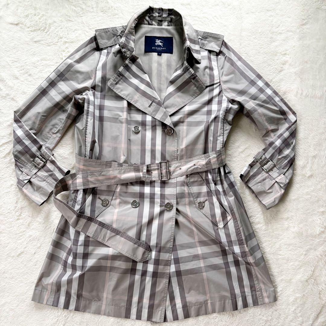 バーバリーロンドン　トレンチコート　ノバチェック　メガチェック　グレージュ　3L BURBERRY バーバリー トレンチコート ロングコート チェック柄