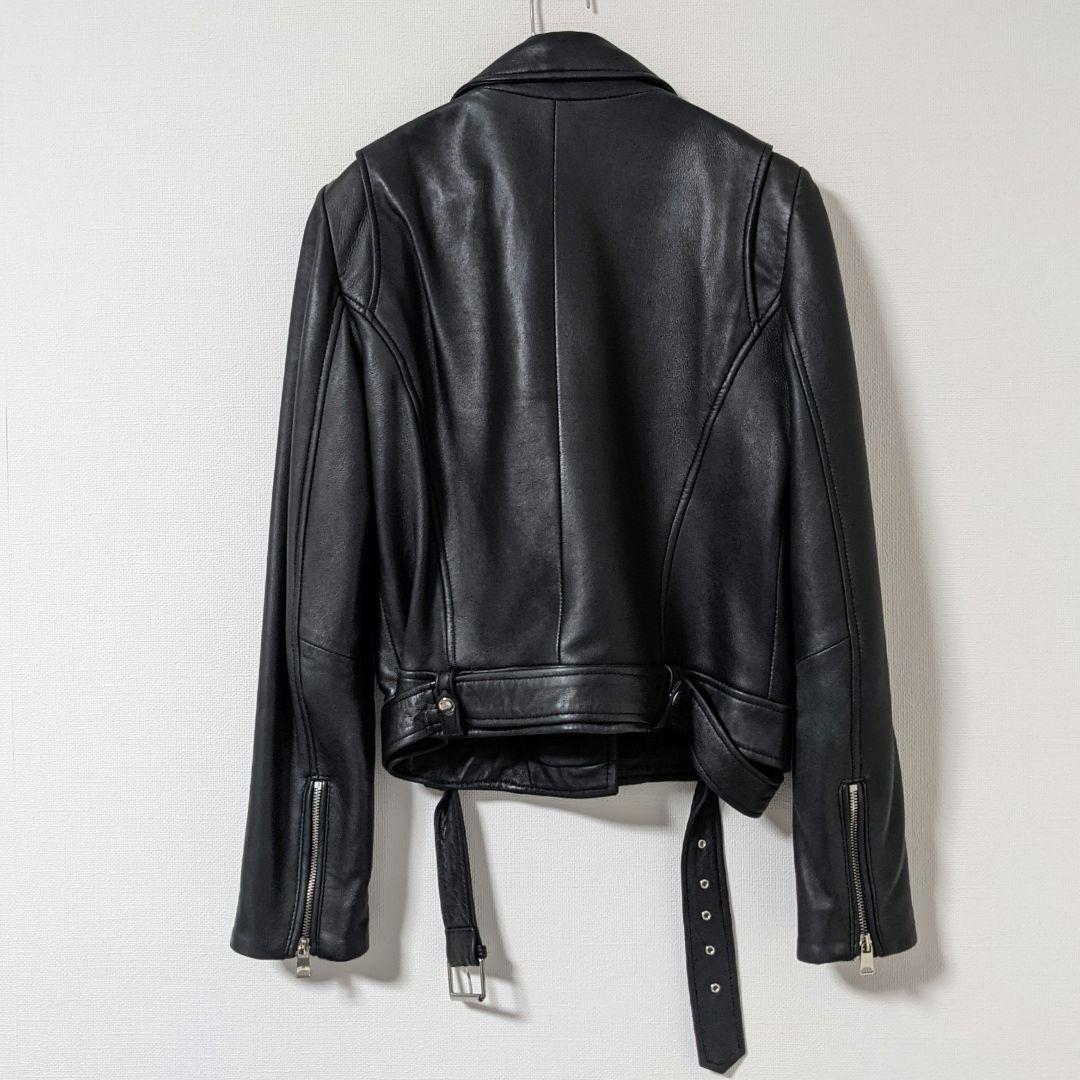ZARA ザラ 羊革 ラムレザー ベルト ライダースジャケット ダブル
