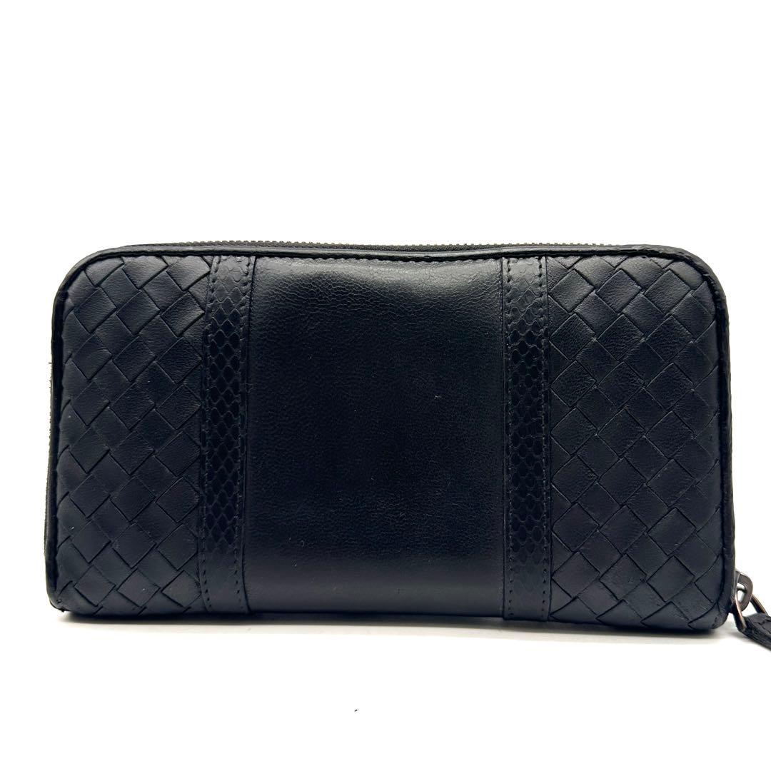 ボッテガヴェネタ 長財布 ラウンドジップ イントレチャート パイソン