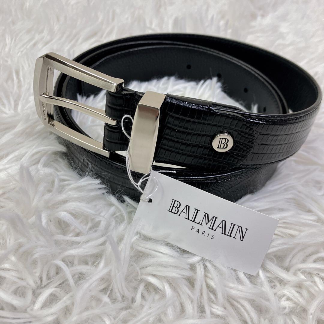 【新品】BALMAIN バルマン　クロコダイル型押し　レザーベルト　本革 新品】BALMAIN バルマン クロコダイル型押し レザーベルト 本革