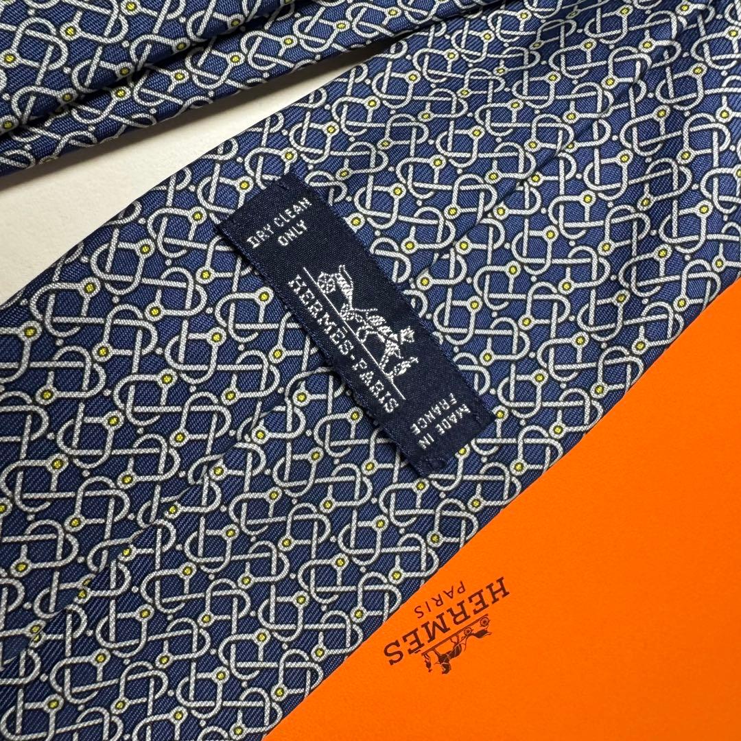 未使用 HERMES エルメス チェーンリンク 馬具 ハートモチーフ ネクタイ
