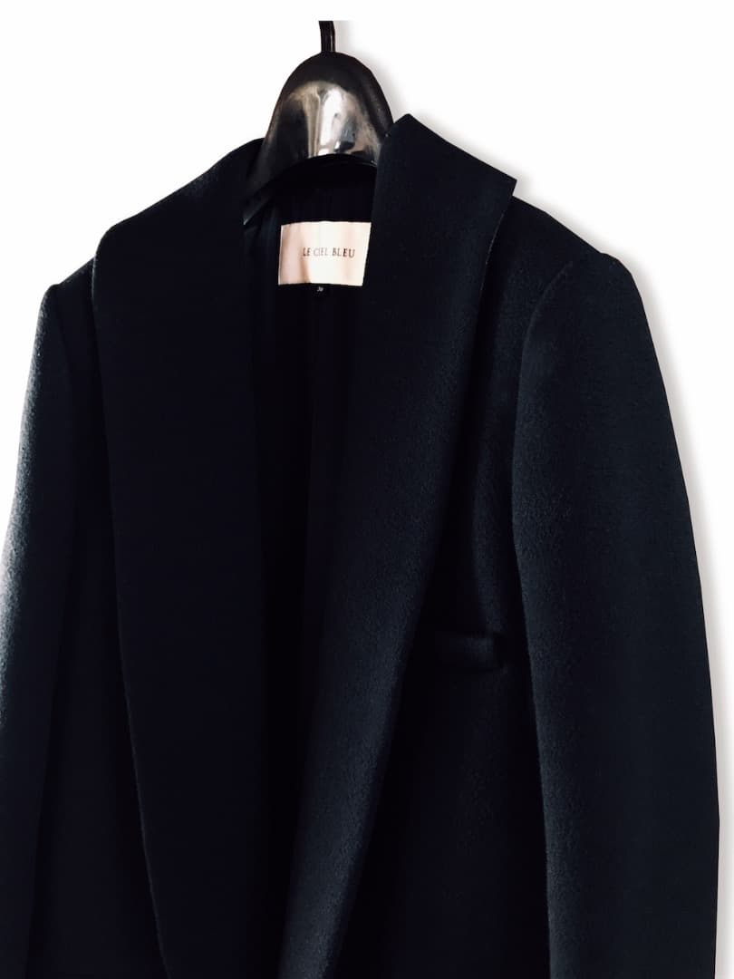 LE CIEL BLEU タキシードカラーコート ネイビー - メルカリ