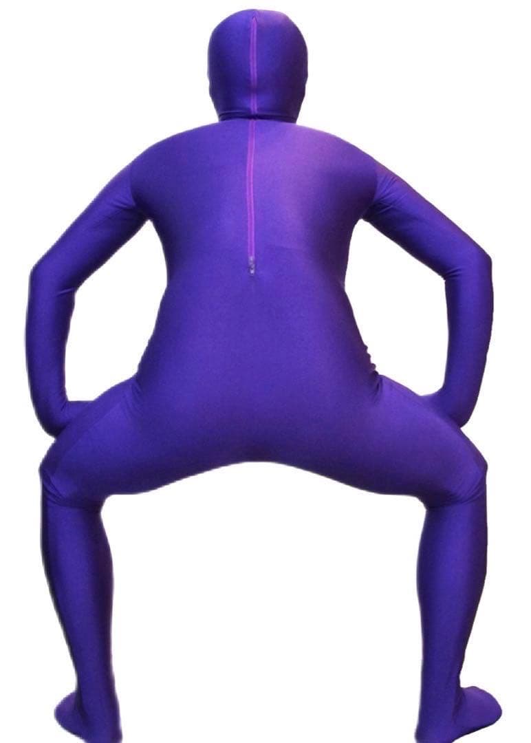 即購入OK。Lサイズパープル男性用凸仕様ゼンタイフルフェイスマスク全身タイツ