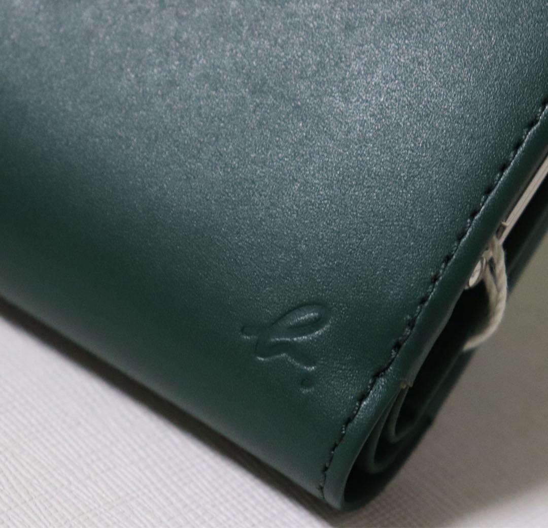 《アニエスベー》箱付新品 上品 レザーがま口2つ折り財布 口金 ウォレット