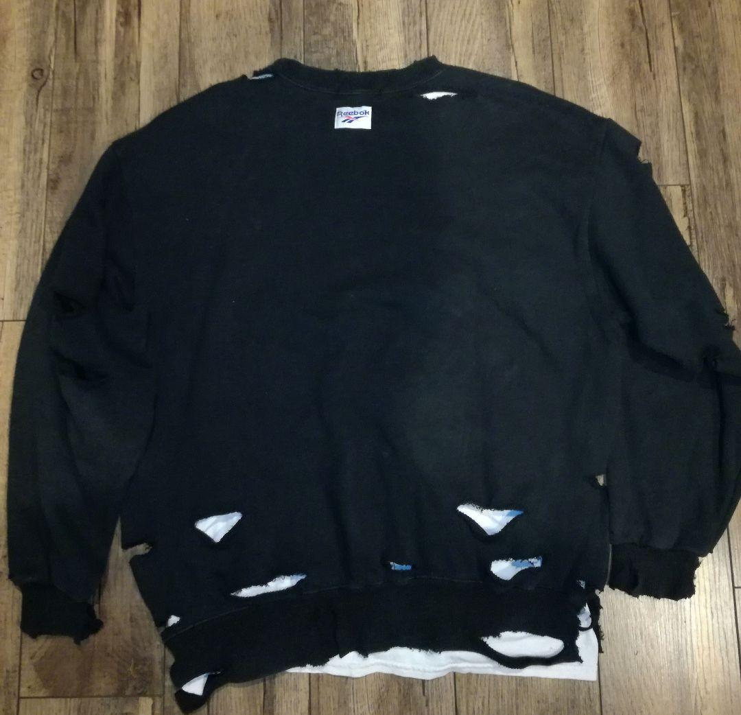 阪神優勝セール】Reebok ダメージスウェット ブラック M 松村北斗