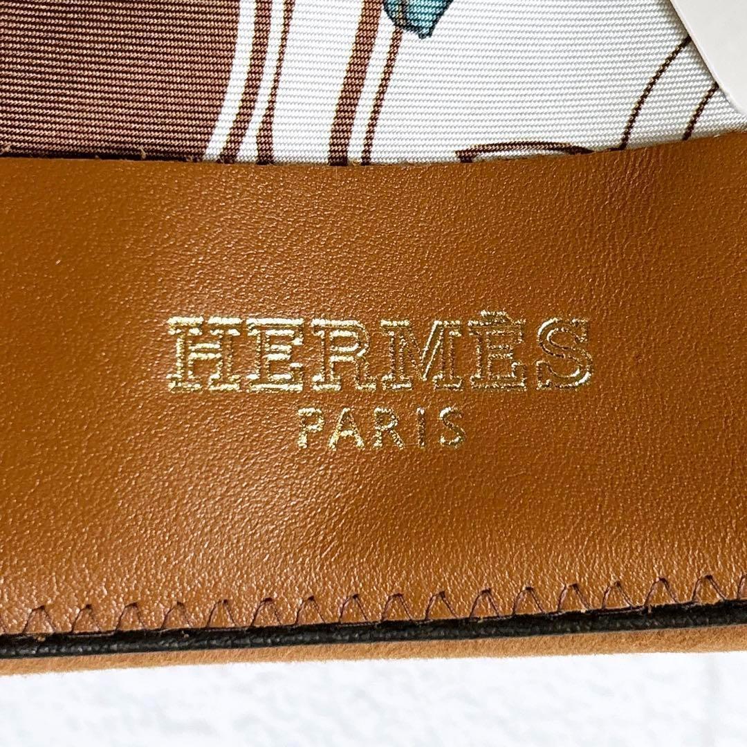 《新品》HERMES ウール ハット 帽子 リボン ロングブリム 茶色 58