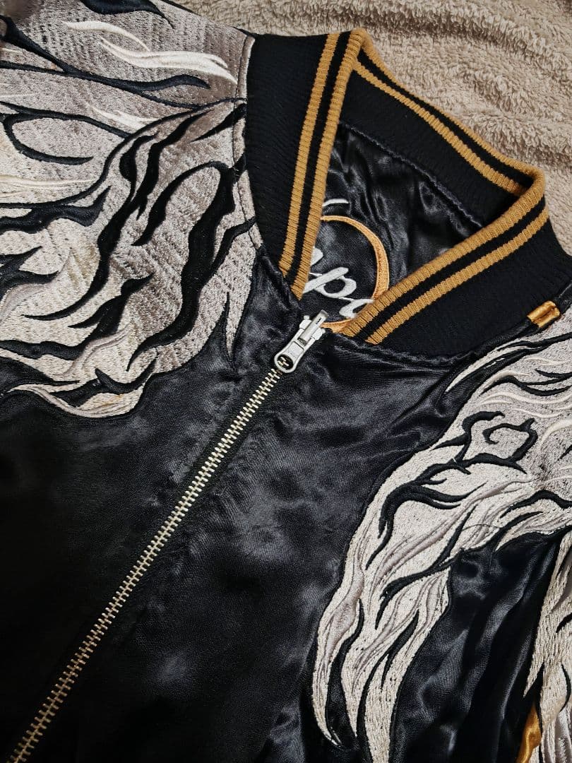 絡繰魂 2面用 美品 キツネ スカジャン 日本限定版 unisex レーヨン