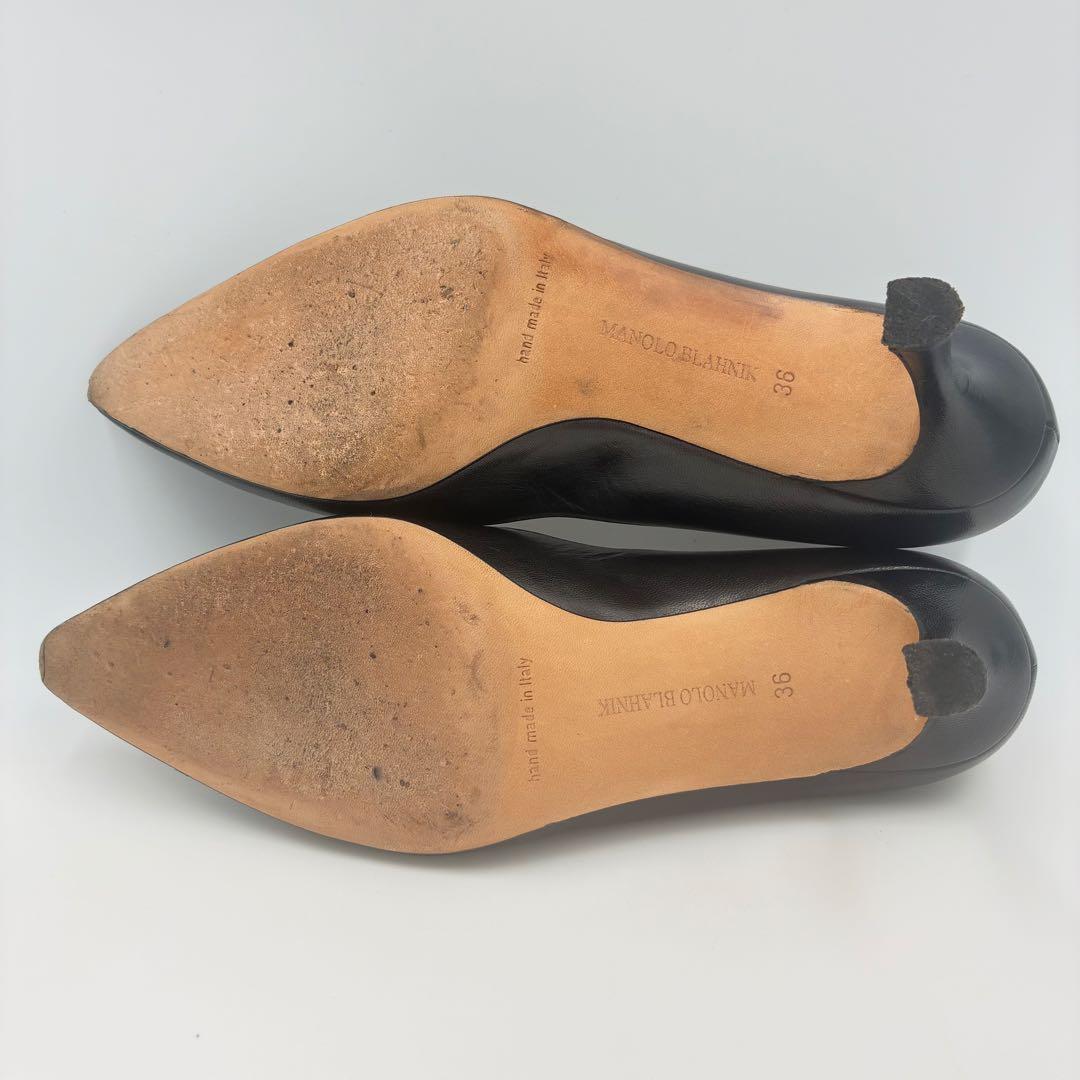 ショップ 超美品✨MANOLO BLAHNIK 黒 レザー パンプス 36サイズ 保存袋