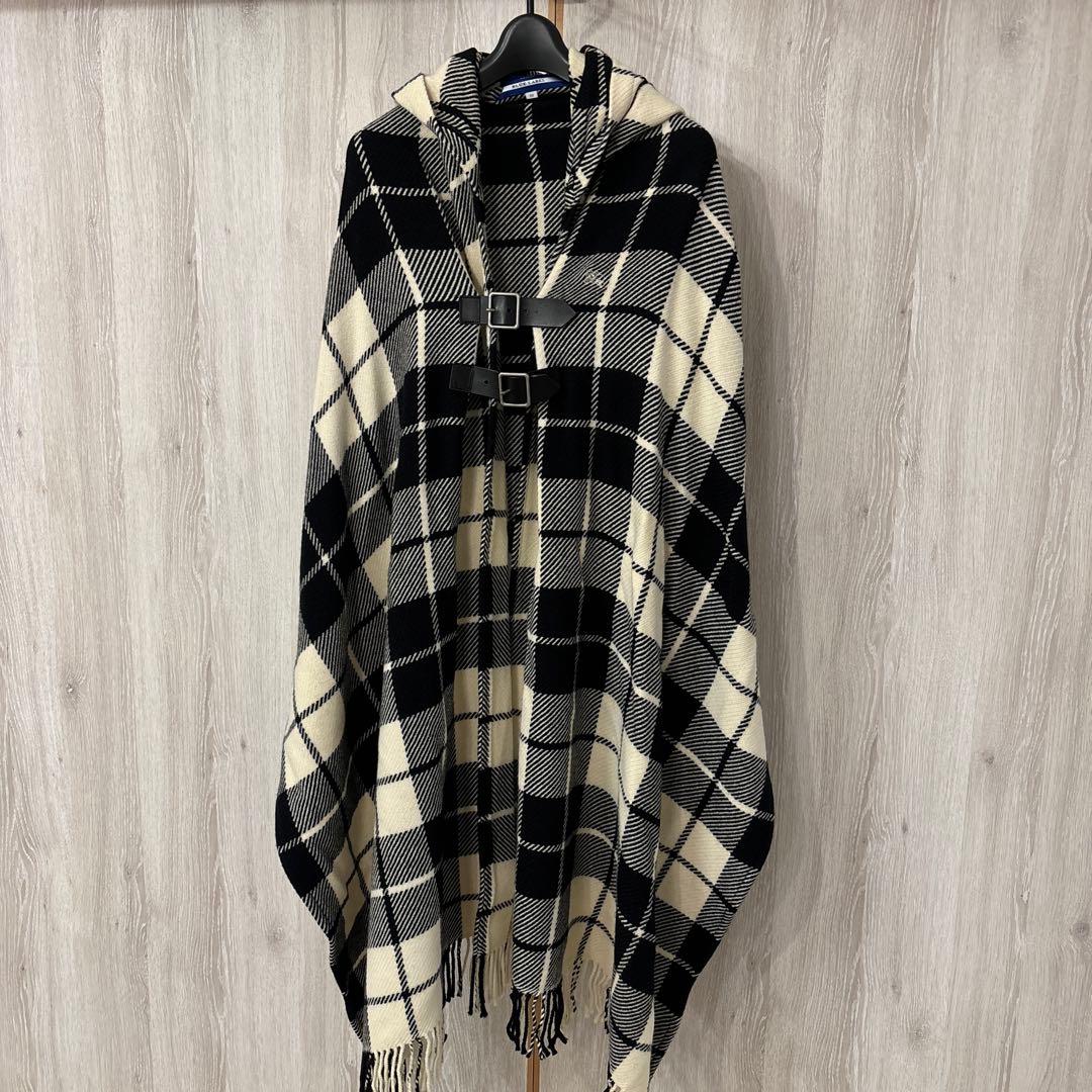 美品]BURBERRY BLUE LABEL 大判ストール フード付 ポンチョ - メルカリ