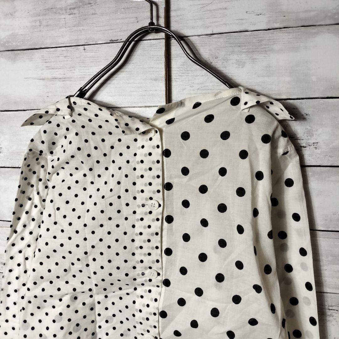 ワイズ ヨウジヤマモト ドッキングシャツ ブラウス ドット柄 コットン 綿