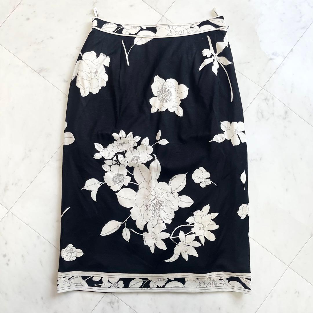 LEONARD レオナール タイトスカート 膝丈 花柄 ブラック&ホワイト 楽天市場】レオナール スカートの通販