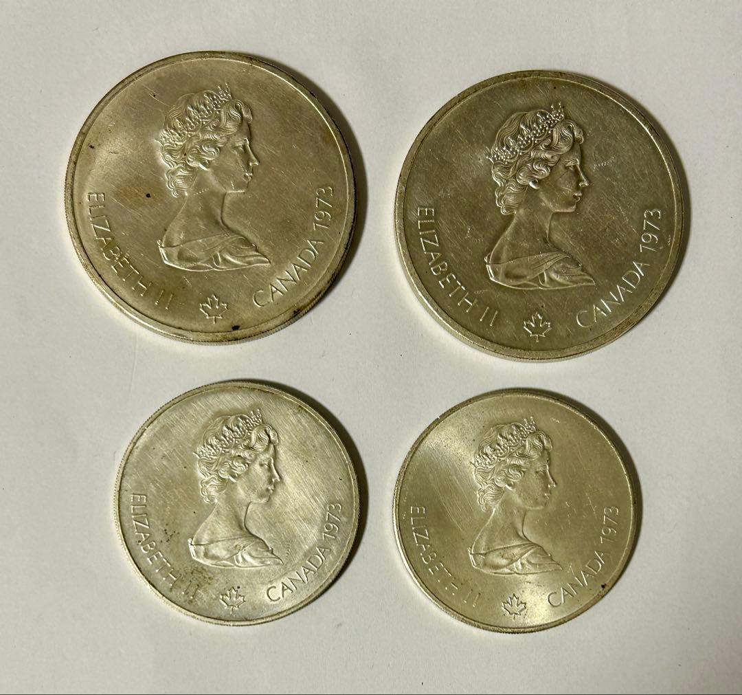 カナダ　モントリオールオリンピック　1976年記念銀貨　4枚セットケースなし モントリオール カナダオリンピック 記念 銀貨 セット 1976年 - メルカリ