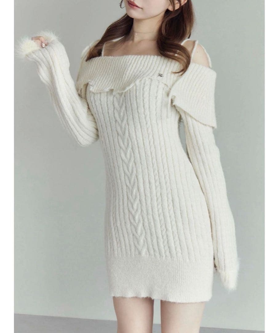 EATME ヘムシャギーオフショルニットワンピース イートミー EATME ヘムシャギーオフショルニットワンピース （グレー