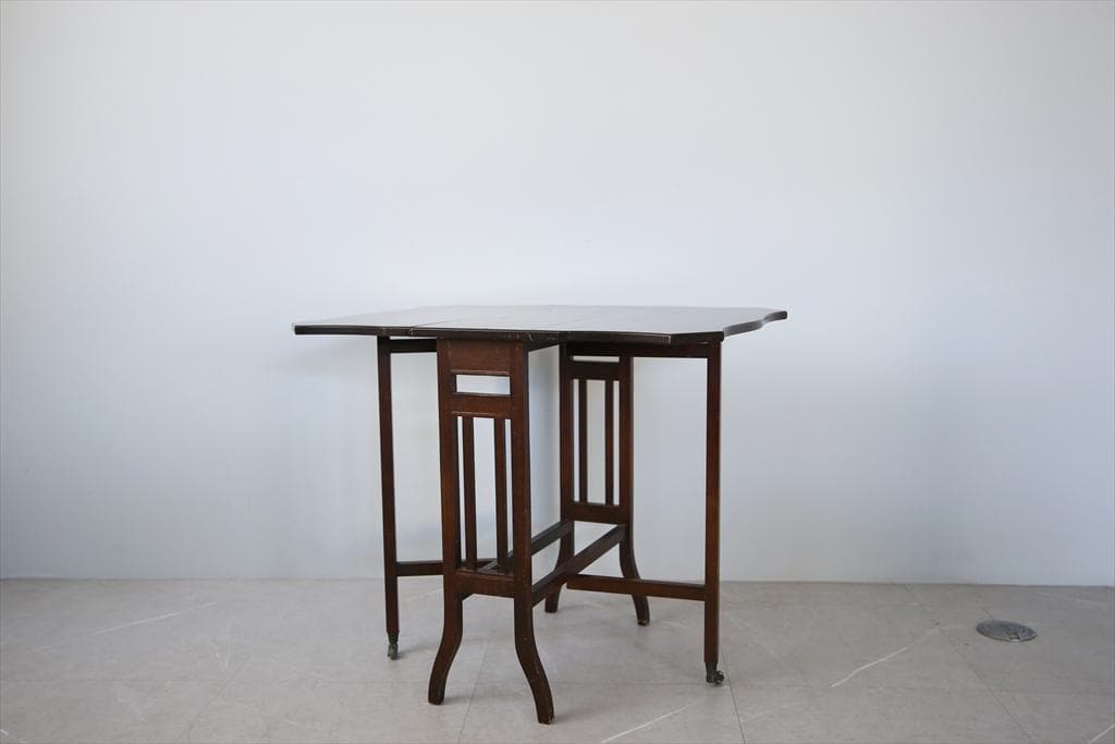 英国アンティーク木製ゲートレッグテーブル/ダイニング机/バタフライ