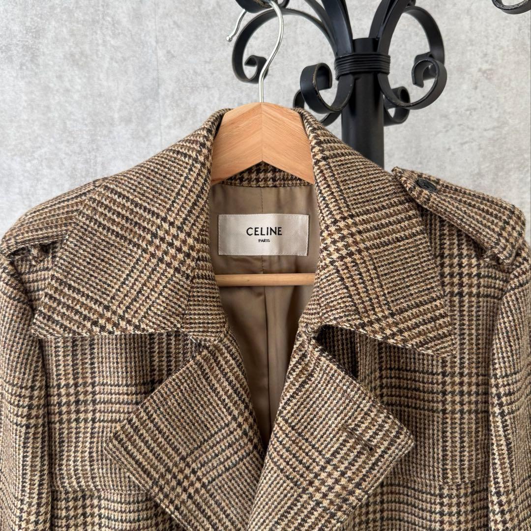 セリーヌ CÉLINE チェック柄トレンチコート36 新品同様品 CELINE