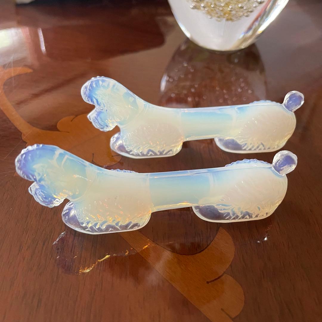 御売約 フランス♡アールデコ プードル オパリン オパルセント ナイフ