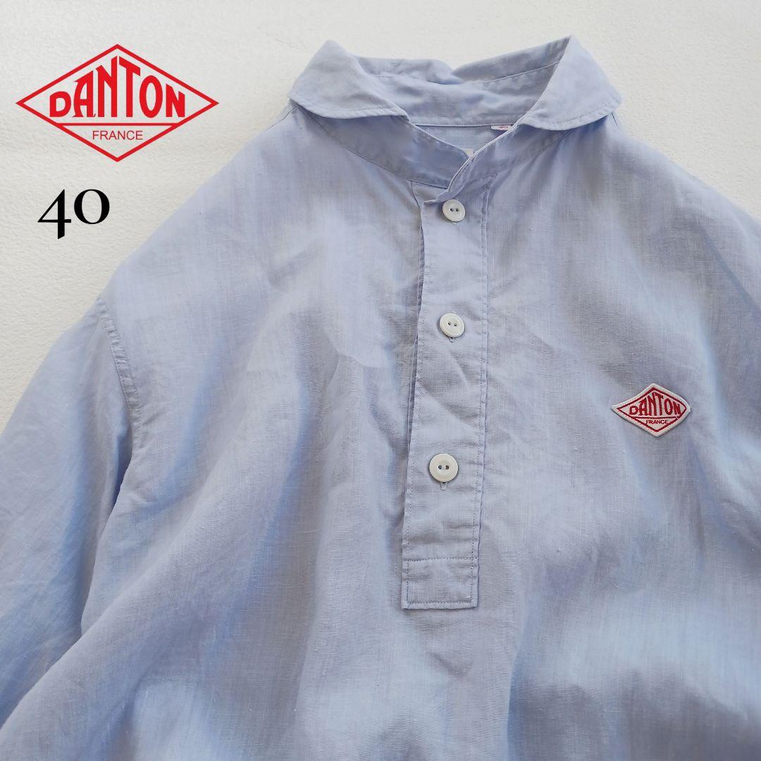 ダントン リネン100% ラウンドカラープルオーバーシャツ 40 ライトブルー 楽天市場】DANTON ダントン 長袖 ラウンド カラー プルオーバー シャツ