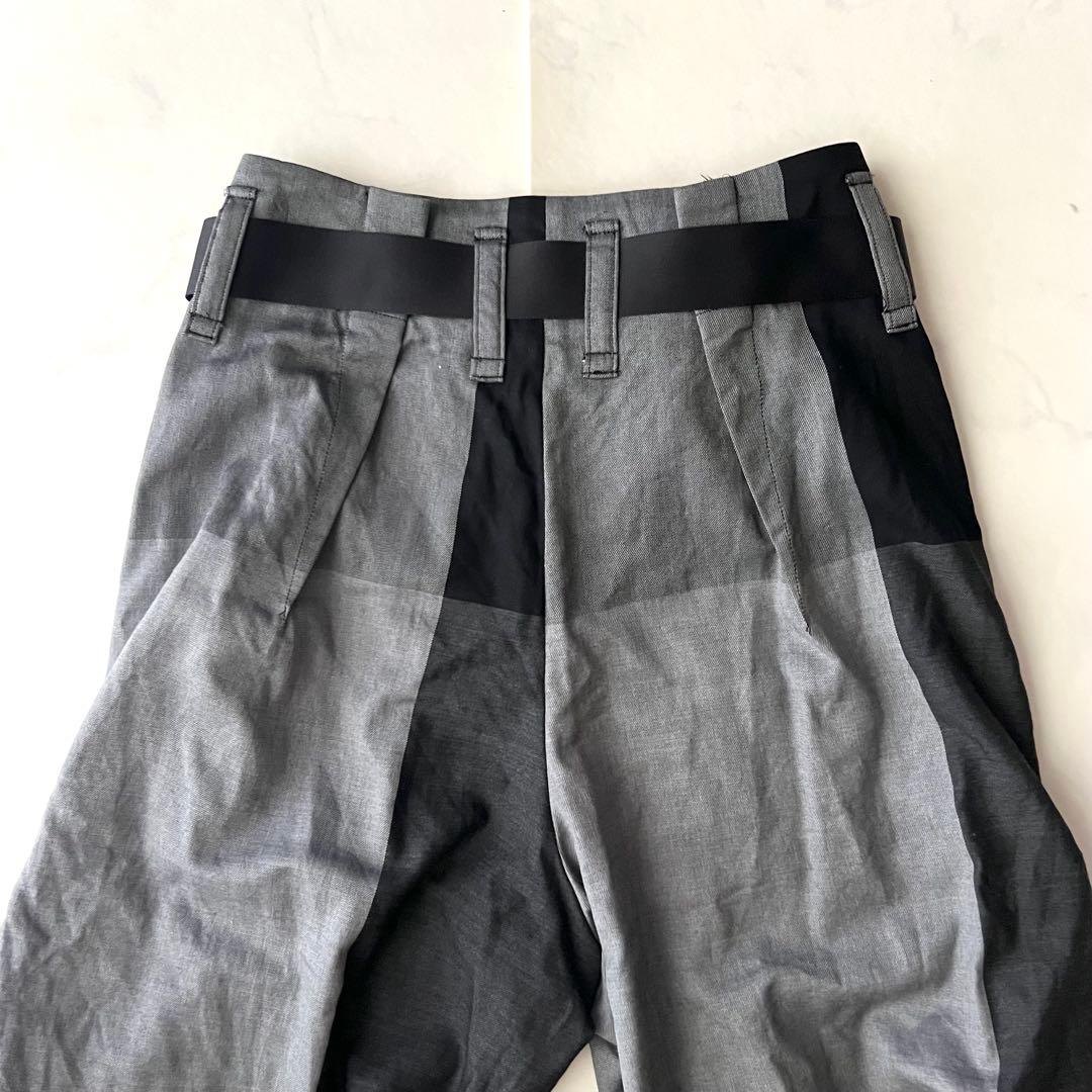 美品 イッセイミヤケ サルエルパンツ 変形 クレイジーパターン ベルト