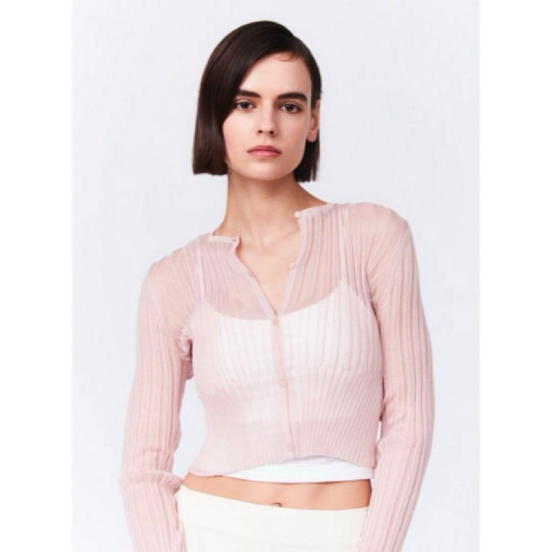 スタニングルアー シアーリブカーディガン ピンクM - メルカリ