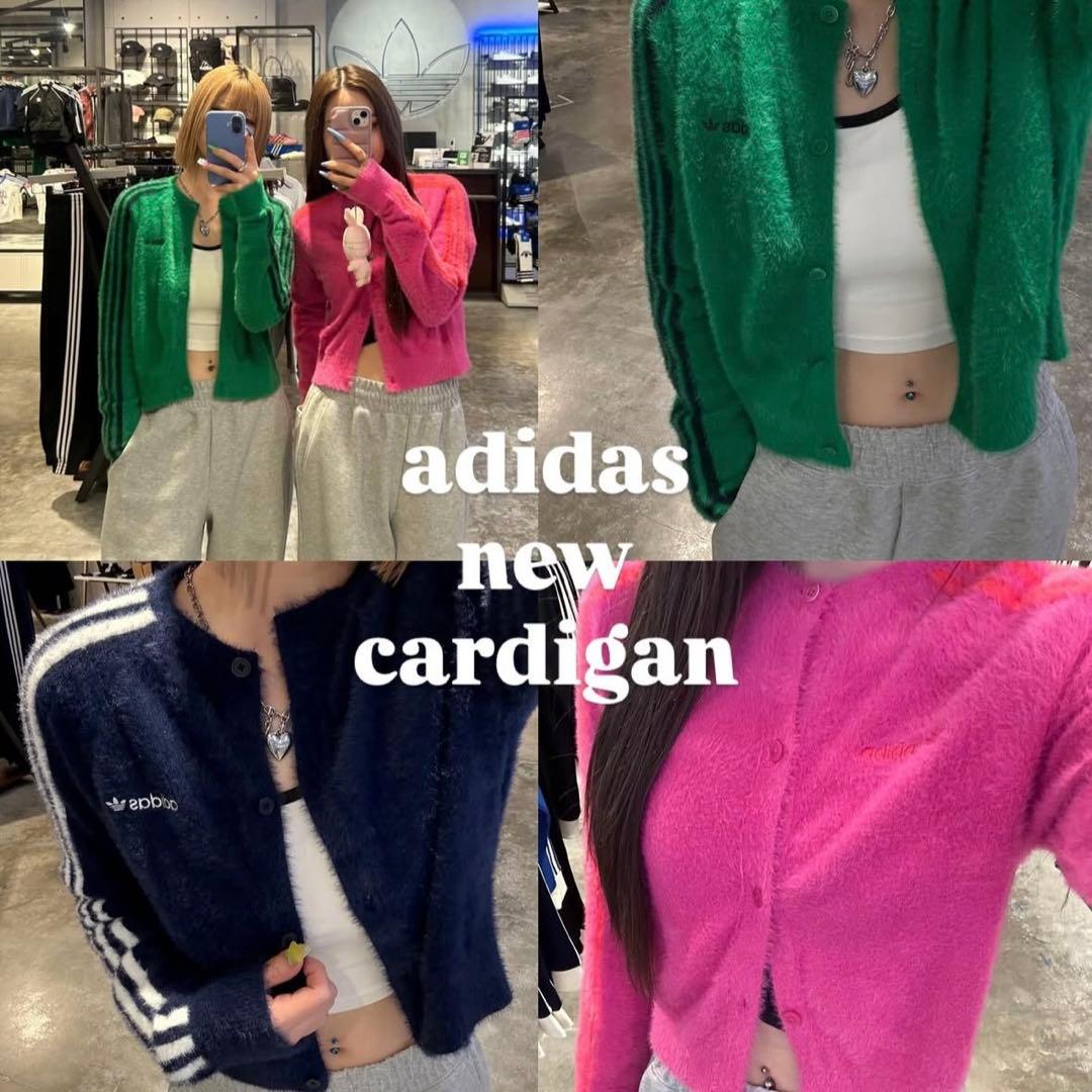 新品XS⭐️adidas フラッフィーニット カーディガン グリーン 重盛