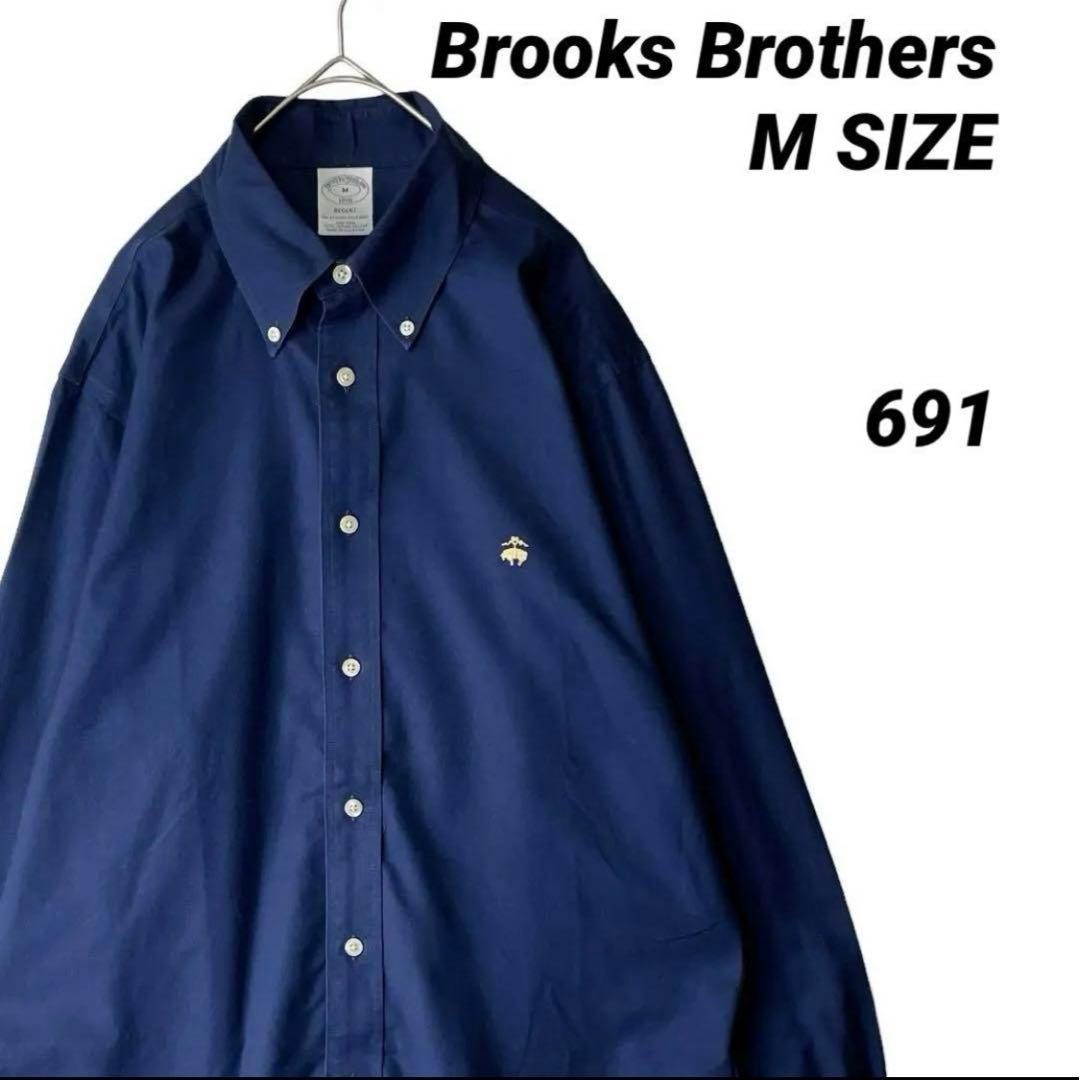 ブルックス ブラザーズ 刺繍ロゴ ネイビー Mサイズ 長袖シャツ