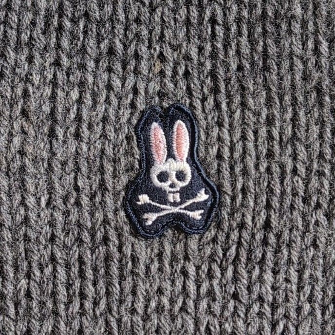 サイコバニー ショールカラー ウール ニットベスト L グレー ネイビー