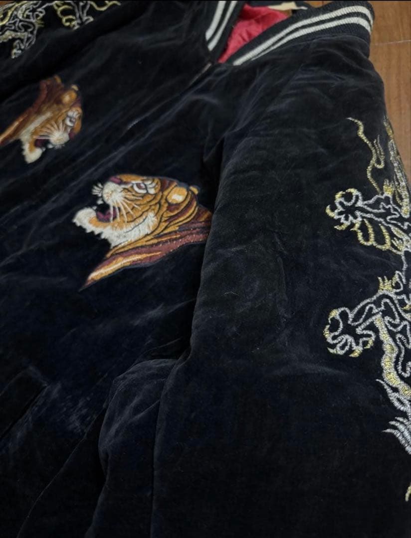 ヴィンテージ 別珍 スカジャン ブラック 竹虎 キルティングライナー