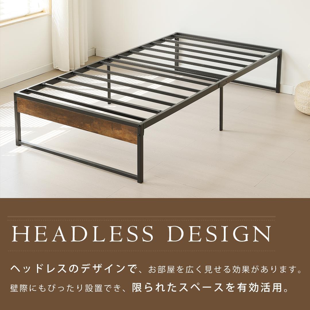 年始赤字！D・ダブルベッドフレーム パイプベッド パイプ+木 BLACK