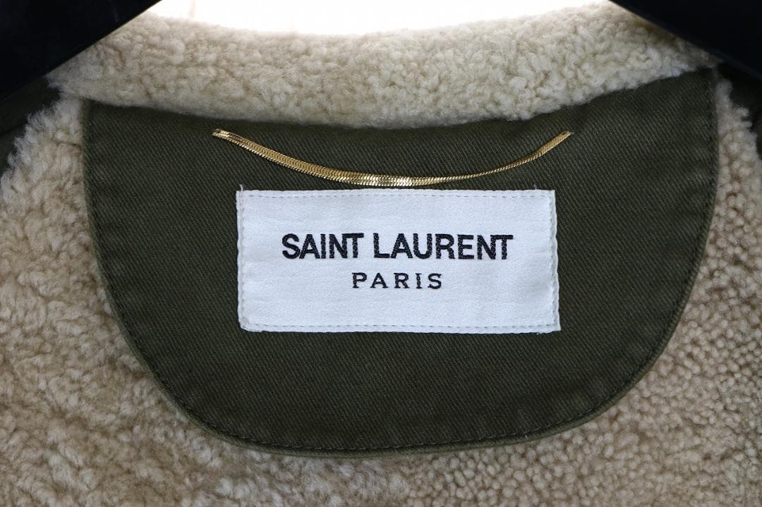 正規品 19aw saint laurent paris ムートンコート カーキ - メルカリ
