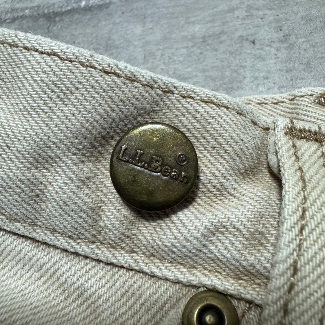 80s USA製 L.L.Bean デニム 生成り サスペンダーボタン 希少