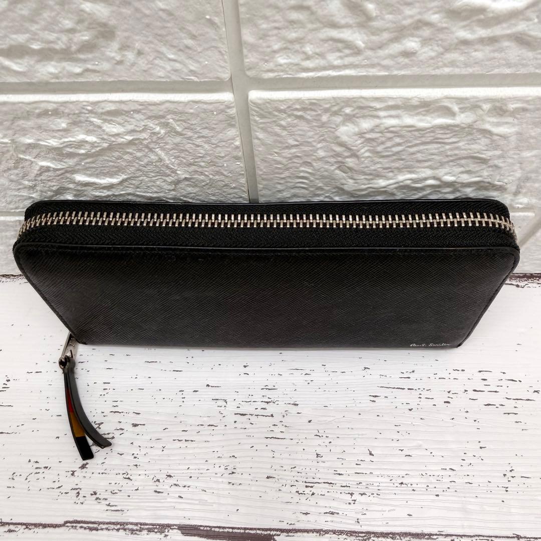 極美品】ポールスミス 長財布 レザー マルチストライプ ラウンドジップ