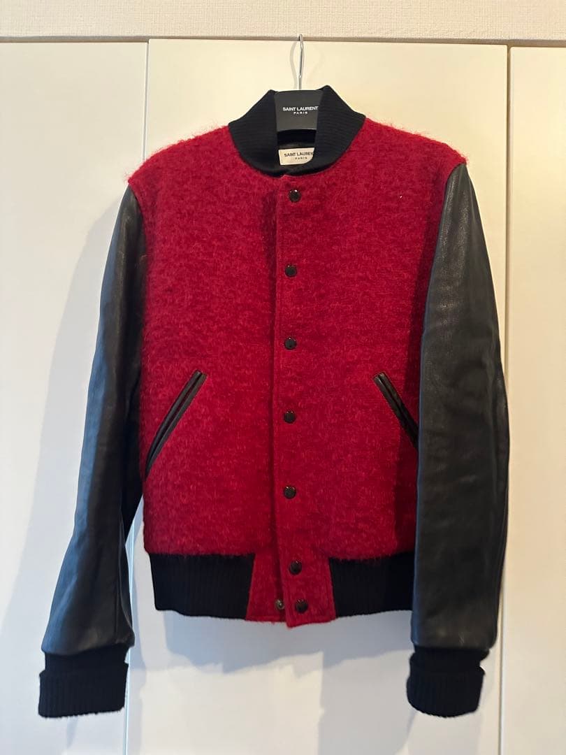 プ*。様 Saint Laurent レザー ウール モヘア バーシティジャケッ プ*。様 Saint Laurent レザー ウール モヘア バーシティジャケッ
