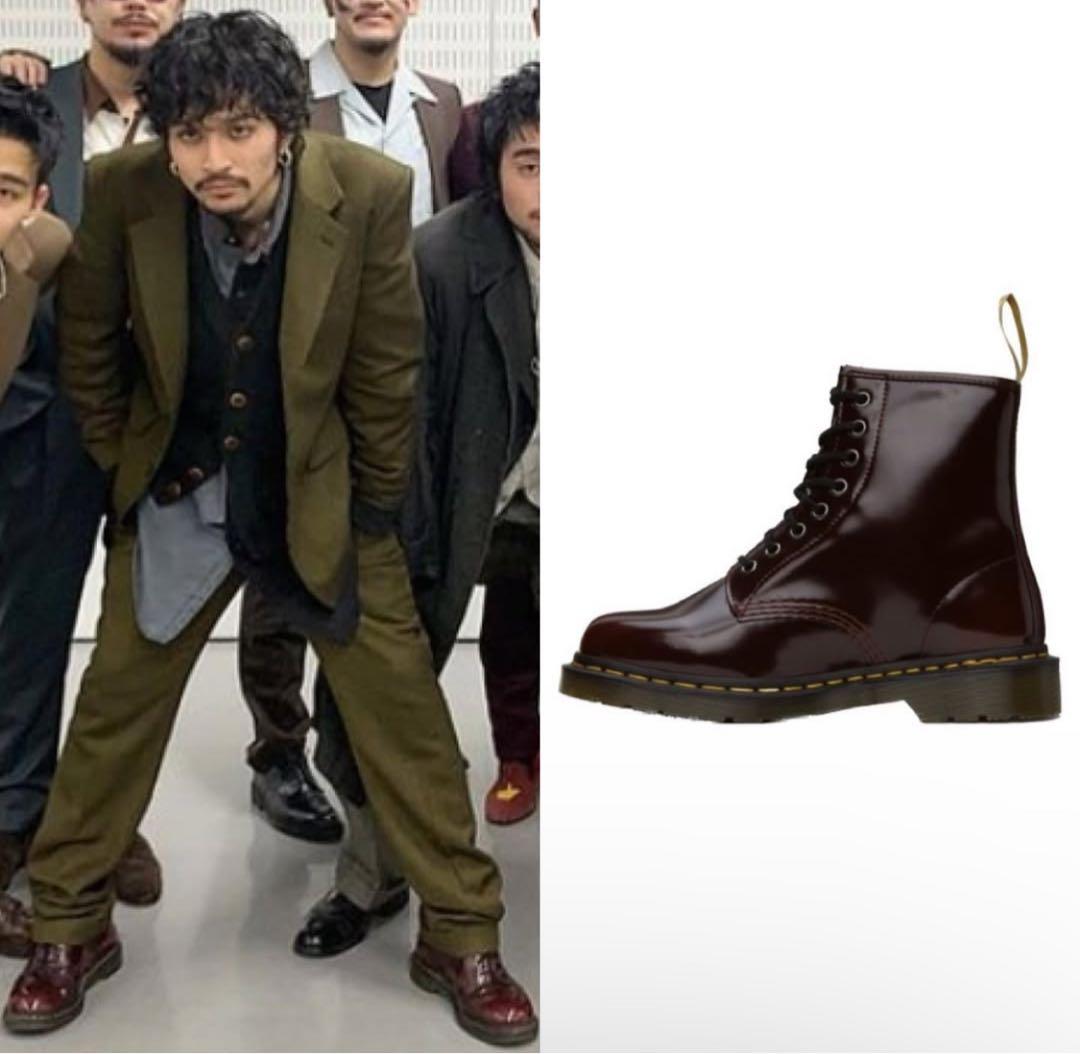 常田大希 ブーツ 靴 ドクターマーチン 1460 8ホールブーツ チェリー