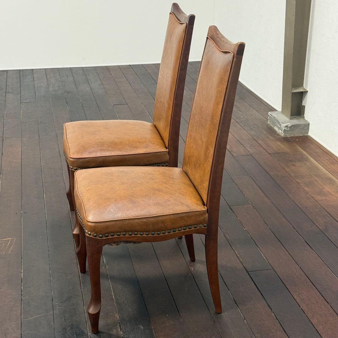 H22K7d マルニ木工 ベルサイユ 猫脚 ダイニングチェア 2脚セット