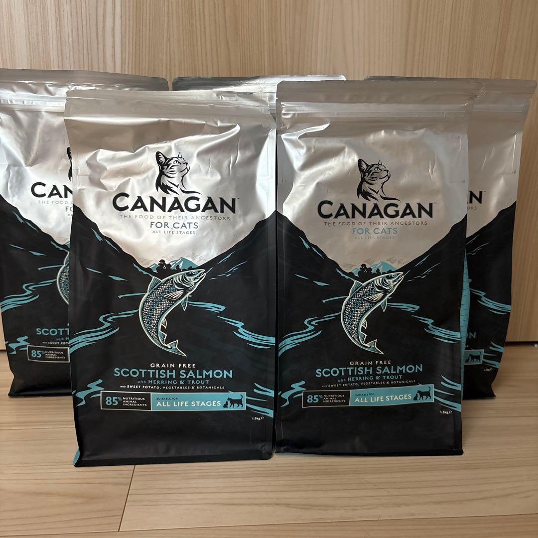 【未開封】カナガン キャットフード サーモン CANAGAN 1.5kg×５