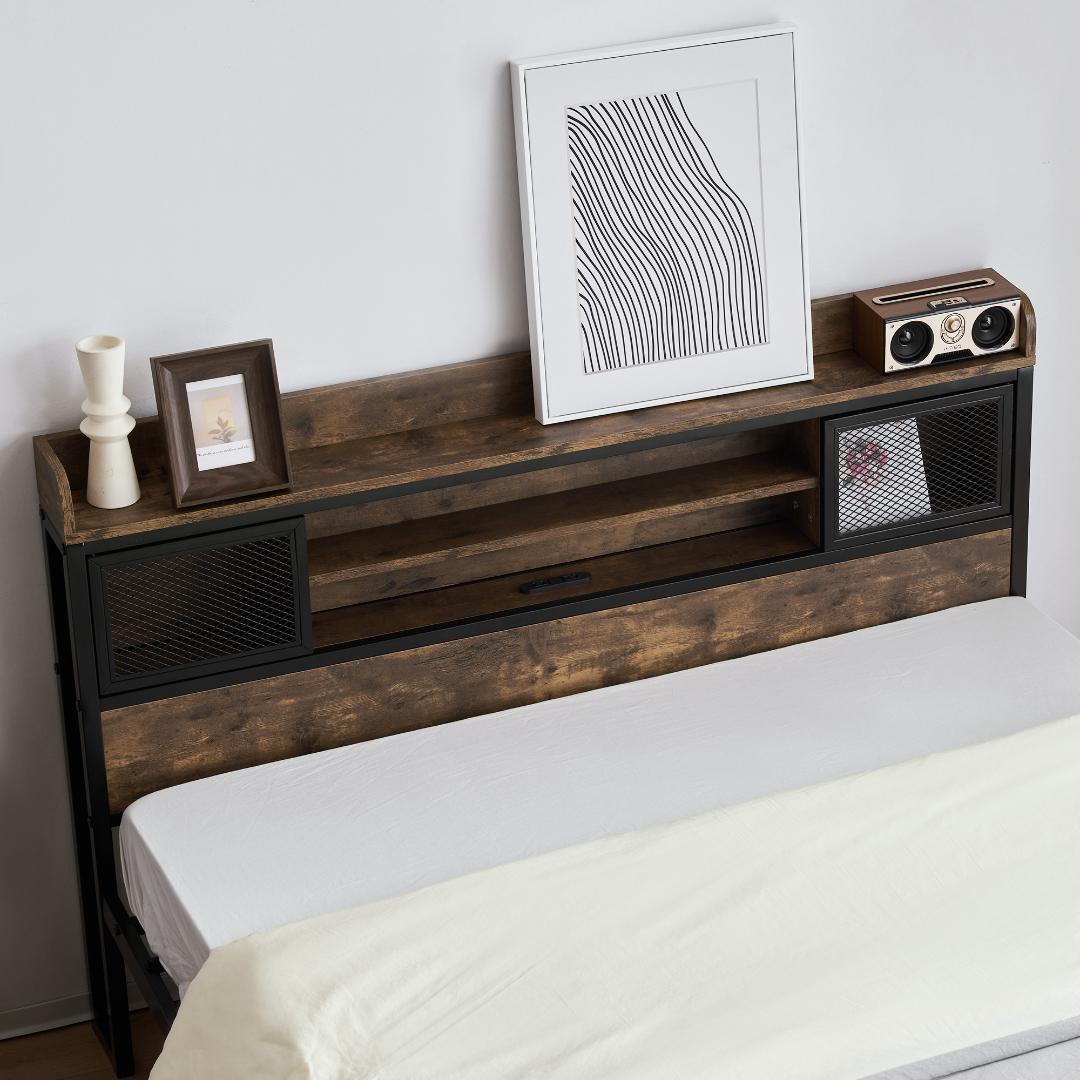 在庫一掃！D・ダブル 高級ベッドフレーム・コンセント付き（赤字価格