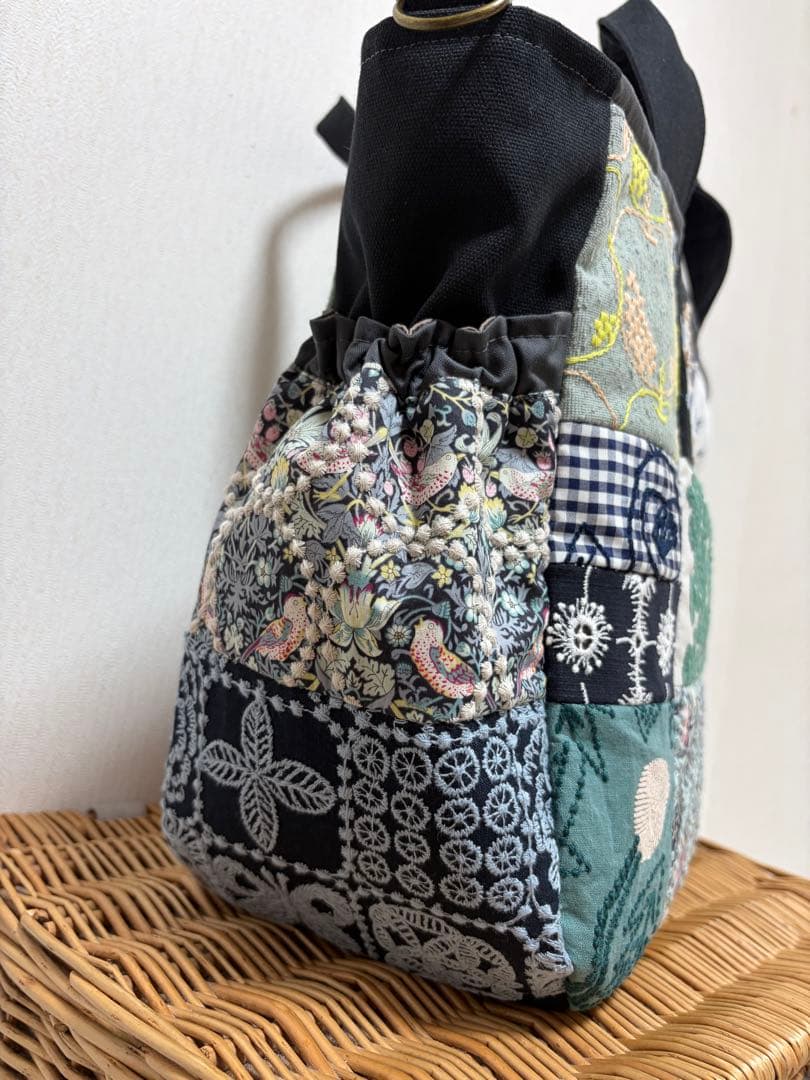 ミナペルホネン＊パッチギャザポケファスナートートLL✂️ハンドメイド