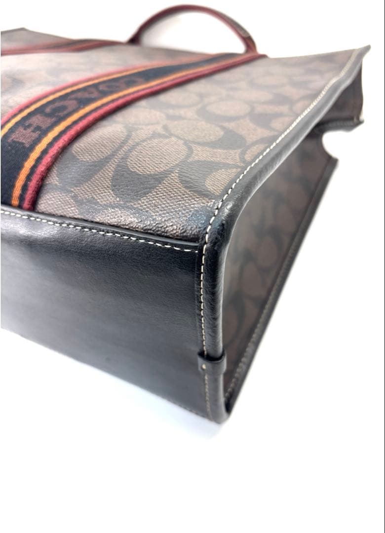 極美品】コーチ CN058 スミス 2way ビジネスバッグ シグネチャー 茶