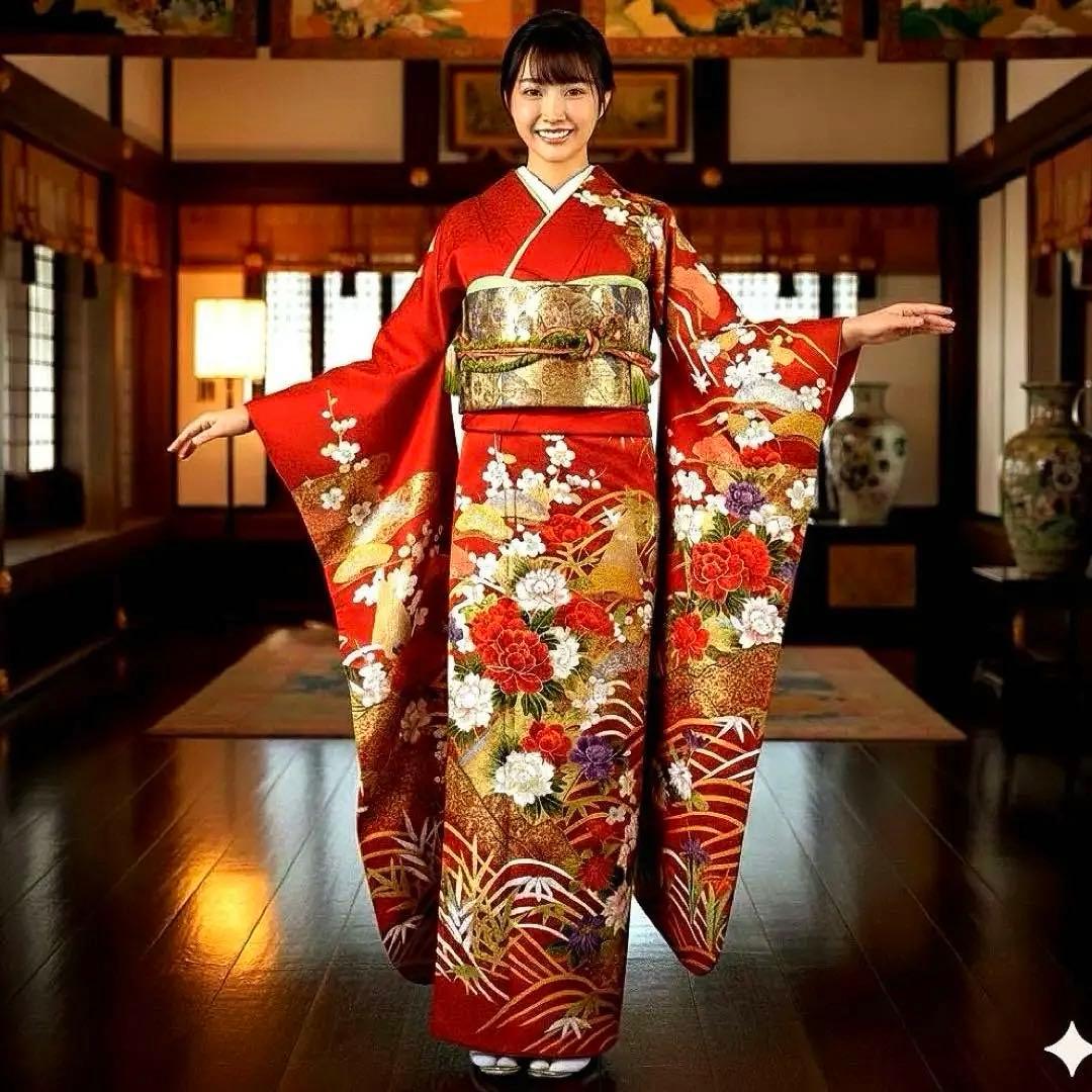 振袖フルセット　松竹梅　手描き友禅　成人式振袖　振袖　良家のお嬢様 振袖フルセット 松竹梅 手描き友禅 成人式振袖 振袖 良家のお嬢様