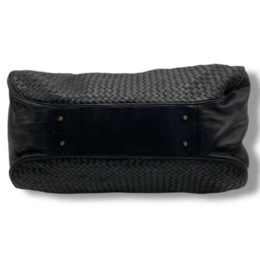 美品 FALORNI ファロルニ 編み込み ボストンバッグ メンズ レザー 旅行